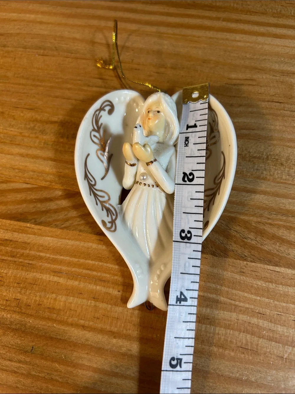 Porcelain White Angel Ornament with Dove